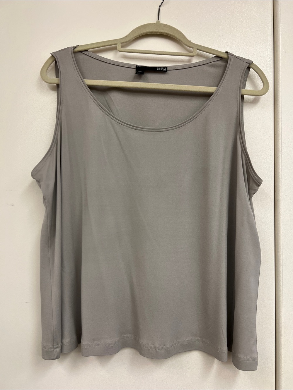 Eileen Fisher Relaxed Scoop Neck Tank Top - Gray Grey Silk Shirt Blouse 2X